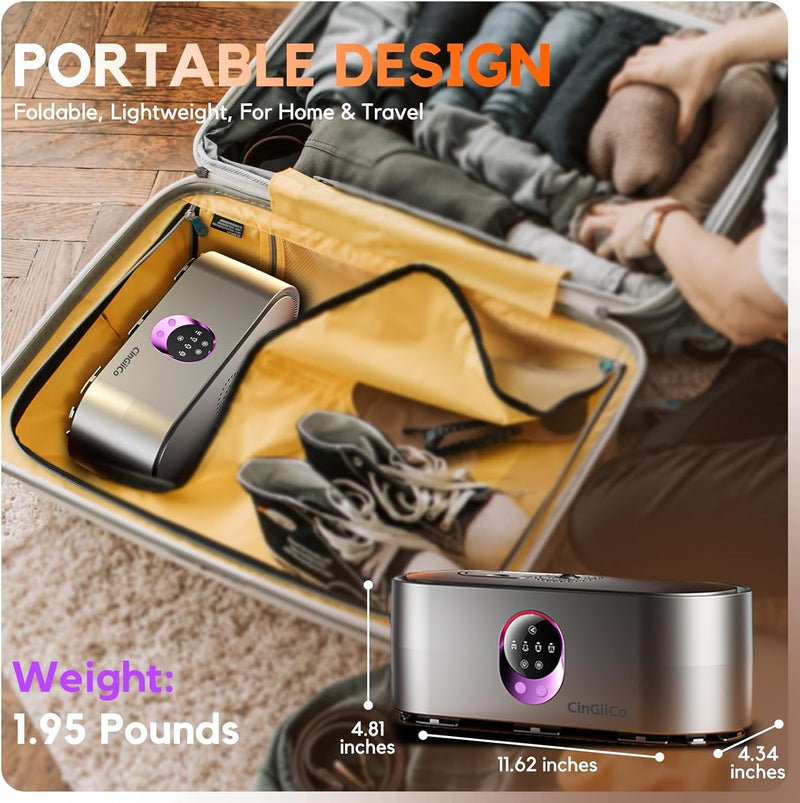 CinGiiCo Portable Clothes Dryer, Clothes Dryer hold 9-12 Items, With Time Setting、Remote Control, Portable Dryers For Laundry, Apartments, RV, Travel, Low noise、Energy Saving、 Wrinkle Resistant - Image 3